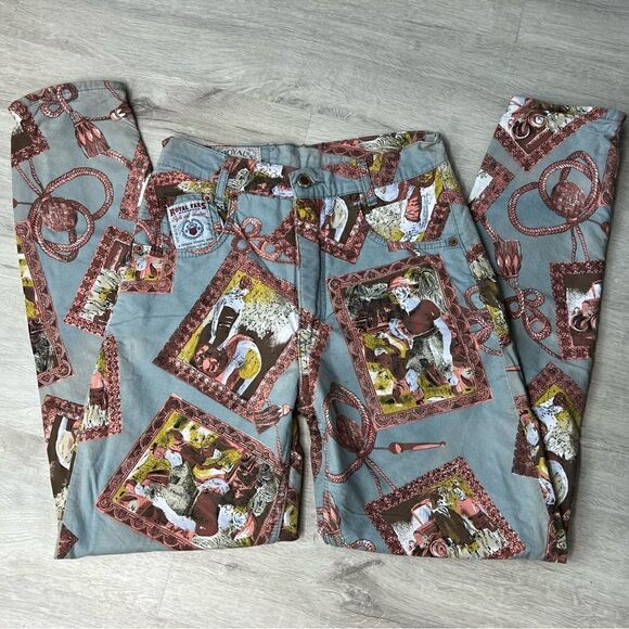 ROYAL FAKS Y2K Vintage Rare Legging Ceremonial Print Style Size 28. - Picture 7 of 12